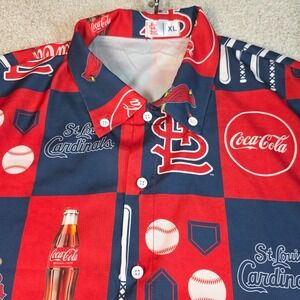 St. Louis Cardinals‎ Coca Cola Button Down Shirt Mens XL Multicolor Y2K Preppy